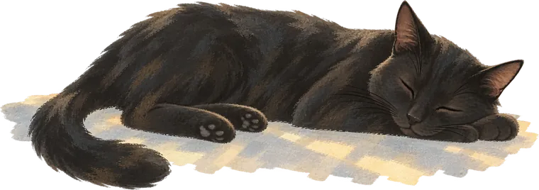 Lucky, stretched out asleep